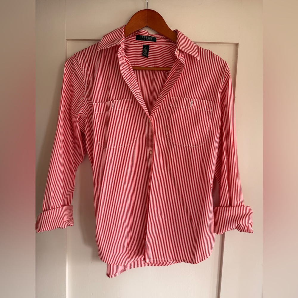Vintage Ralph Lauren Red and White Striped Shirt